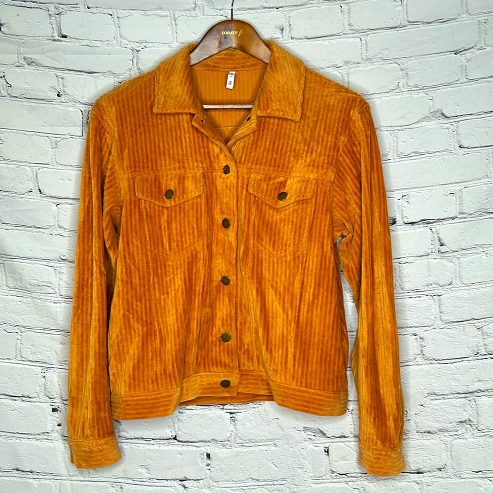 Z Supply Orange Corduroy Collared Long Sleeve Jacket Size Medium